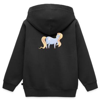 Pony - Sweat Premium à capuche zippé enfant bio - noir - Dos - AI Model Kid Male (0cm)