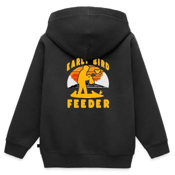 Frühaufsteher-Futterhäuschen - Kinder Premium Organic Zip Hoodie - Schwarz - Hinten - AI Model Kid Male (0cm)