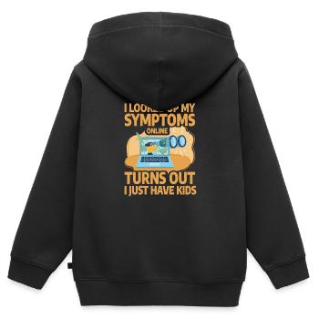 Ich habe meine Symptome online nachgeschlagen, ich habe nur Kinder - Kinder Premium Organic Zip Hoodie - Schwarz - Hinten - AI Model Kid Male (0cm)