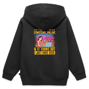 Ich habe meine Symptome online nachgeschlagen, ich habe nur Kinder - Kinder Premium Organic Zip Hoodie - Schwarz - Hinten - AI Model Kid Male (0cm)