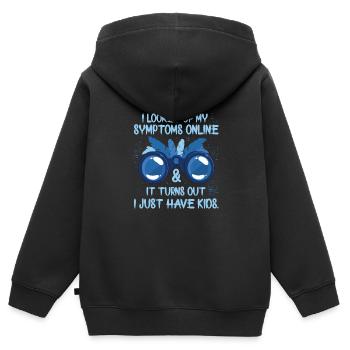 Ich habe meine Symptome online nachgeschlagen, ich habe nur Kinder - Kinder Premium Organic Zip Hoodie - Schwarz - Hinten - AI Model Kid Male (0cm)