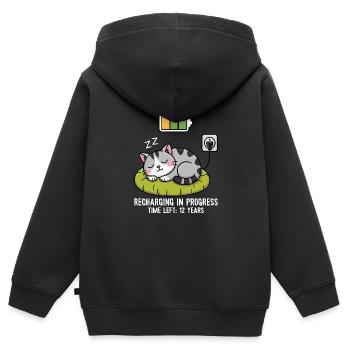 Aufladen läuft Katze - Kinder Premium Organic Zip Hoodie - Schwarz - Hinten - AI Model Kid Male (0cm)