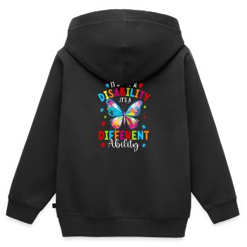 Es ist keine Behinderung, es ist eine andere Fähigkeit - Kinder Premium Organic Zip Hoodie - Schwarz - Hinten - AI Model Kid Male (0cm)