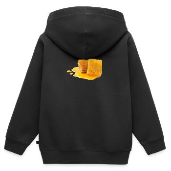 Honigwabe - Kinder Premium Organic Zip Hoodie - Schwarz - Hinten - AI Model Kid Male (0cm)