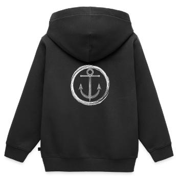 Ancre Navigateur Nautique Jetée Sea Maritime Capitaine - Sweat Premium à capuche zippé enfant bio - noir - Dos - AI Model Kid Male (0cm)