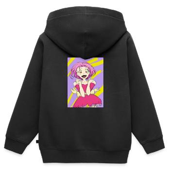 MAGISCHES MÄDCHEN MANGA GLÜCKLICHE FARBE - Kinder Premium Organic Zip Hoodie - Schwarz - Hinten - AI Model Kid Male (0cm)