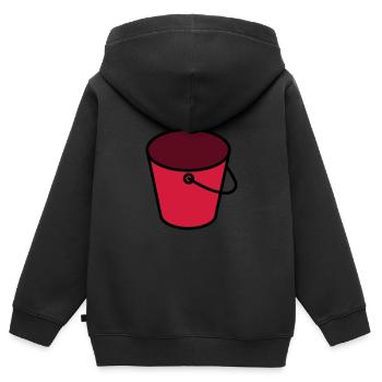 Eimer Farbe Anpassbar - Kinder Premium Organic Zip Hoodie - Schwarz - Hinten - AI Model Kid Male (0cm)
