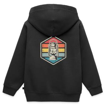 Öllampe - Retro Camping - Kinder Premium Organic Zip Hoodie - Schwarz - Hinten - AI Model Kid Male (0cm)