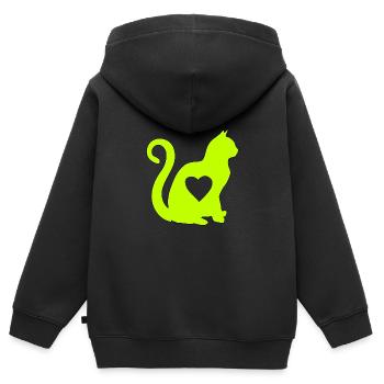 grün katze mit herz silhouette katzenlover katzen - Kinder Premium Organic Zip Hoodie - Schwarz - Hinten - AI Model Kid Male (0cm)