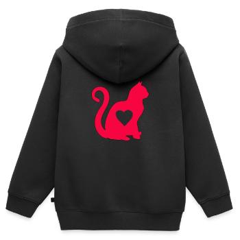Rot katze mit herz silhouette katzenlover katzen - Kinder Premium Organic Zip Hoodie - Schwarz - Hinten - AI Model Kid Male (0cm)