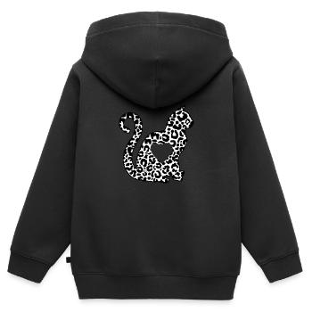 LEO silber katze herz silhouette katzenlover black - Kinder Premium Organic Zip Hoodie - Schwarz - Hinten - AI Model Kid Male (0cm)