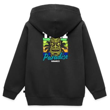 Tiki Paradise Tiki Bar Hawaii Été - Sweat Premium à capuche zippé enfant bio - noir - Dos - AI Model Kid Male (0cm)