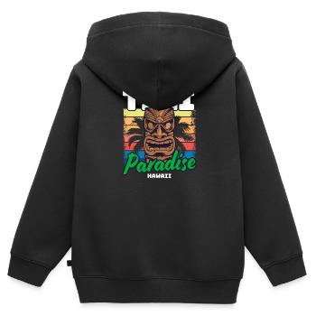 Tiki Paradise Tiki Bar Hawaii Été - Sweat Premium à capuche zippé enfant bio - noir - Dos - AI Model Kid Male (0cm)