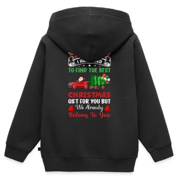 Weihnachten mit Familie und Großeltern - Überrasch - Kinder Premium Organic Zip Hoodie - Schwarz - Hinten - AI Model Kid Male (0cm)
