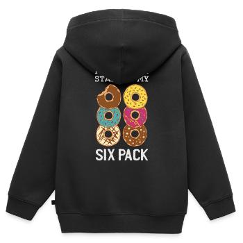 Ne regardez pas mon pack de six - Sweat Premium à capuche zippé enfant bio - noir - Dos - AI Model Kid Male (0cm)