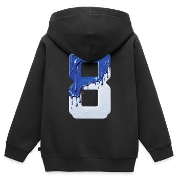 NO. 8 NUMBER 8 BLUE WHITE 8TH BIRTHDAY - Kids Premium Organic Zip-up Hoodie - black - Back - AI Model Kid Male (0cm)