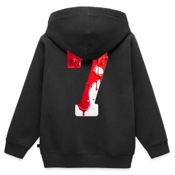 NR. 7 NUMMER 7 ROT WEIß 7. GEBURTSTAG - Kinder Premium Organic Zip Hoodie - Schwarz - Hinten - AI Model Kid Male (0cm)
