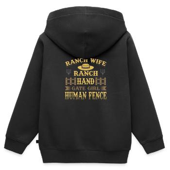 Ranch Wife Ranch Hand Gate Girl Human Fence - Kinder Premium Organic Zip Hoodie - Schwarz - Hinten - AI Model Kid Male (0cm)