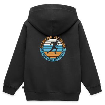 It's Not How Fast Your Run It's How Long You Run - Kinder Premium Organic Zip Hoodie - Schwarz - Hinten - AI Model Kid Male (0cm)