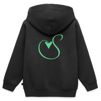 Monogramme S Cœur Vigne - Sweat Premium à capuche zippé enfant bio - noir - Dos - AI Model Kid Male (0cm)