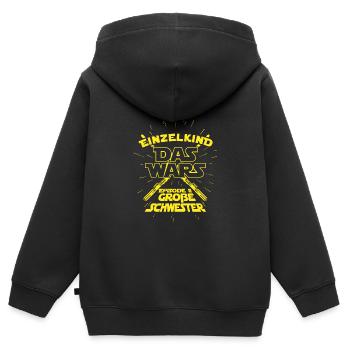 Einzelkind das wars Episode 2 Große Schwester - Kinder Premium Organic Zip Hoodie - Schwarz - Hinten - AI Model Kid Male (0cm)