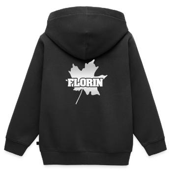 Ahornblatt Florin - Kinder Premium Organic Zip Hoodie - Schwarz - Hinten - AI Model Kid Male (0cm)