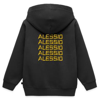 First name Alessio - Kids Premium Organic Zip-up Hoodie - black - Back - AI Model Kid Male (0cm)