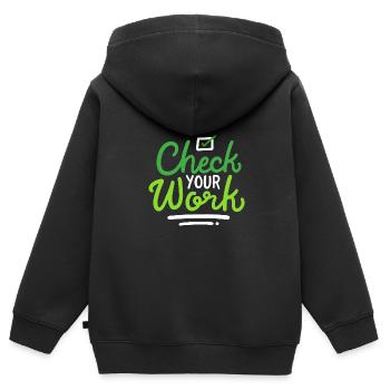 Check Your Work - Kinder Premium Organic Zip Hoodie - Schwarz - Hinten - AI Model Kid Male (0cm)