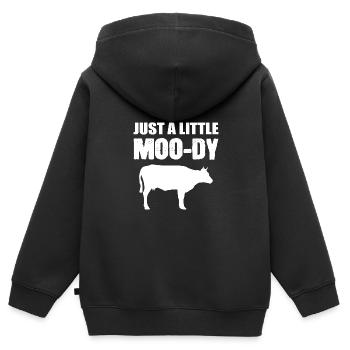 Little Moo-Dy Launische Person Gift - Kinder Premium Organic Zip Hoodie - Schwarz - Hinten - AI Model Kid Male (0cm)