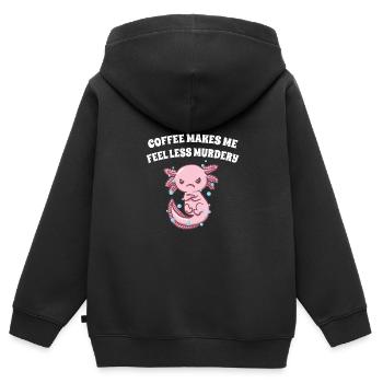 Le café me laisse moins meurtrier et sarcastique l - Sweat Premium à capuche zippé enfant bio - noir - Dos - AI Model Kid Male (0cm)