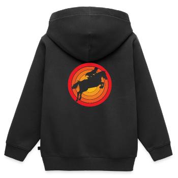 Dressur Dressurpferd Dressurreiter - Kinder Premium Organic Zip Hoodie - Schwarz - Hinten - AI Model Kid Male (0cm)