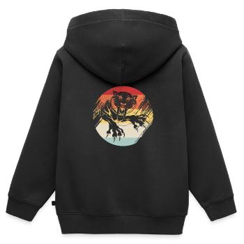 Tigre à dents de sabre - Sweat Premium à capuche zippé enfant bio - noir - Dos - AI Model Kid Male (0cm)