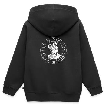 Sternzeichen Widder - Kinder Premium Organic Zip Hoodie - Schwarz - Hinten - AI Model Kid Male (0cm)