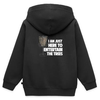 I Am Just Here To Entertain The Trees - Kinder Premium Organic Zip Hoodie - Schwarz - Hinten - AI Model Kid Male (0cm)