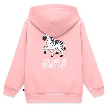 Zebra - I just really like Zebras, ok? - Sweat Premium à capuche zippé enfant bio - rose - Dos - AI Model Kid Female (0cm)