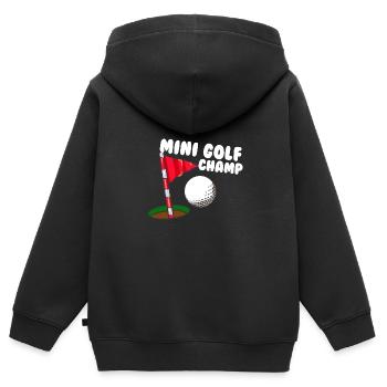 Golf Champ - Kinder Premium Organic Zip Hoodie - Schwarz - Hinten - AI Model Kid Male (0cm)