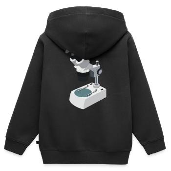 microscope - Sweat Premium à capuche zippé enfant bio - noir - Dos - AI Model Kid Male (0cm)