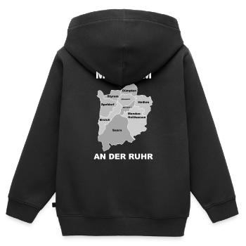 Mülheim an der Ruhr - Sweat Premium à capuche zippé enfant bio - noir - Dos - AI Model Kid Male (0cm)