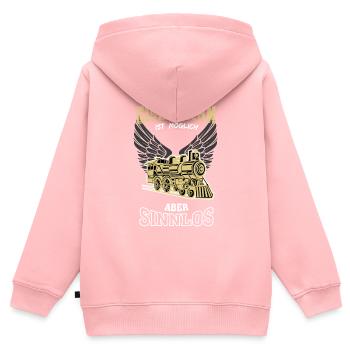 Lokomotive Eisenbahn Leben sinnlos - Geschenk - Kinder Premium Organic Zip Hoodie - Rosa - Hinten - AI Model Kid Female (0cm)