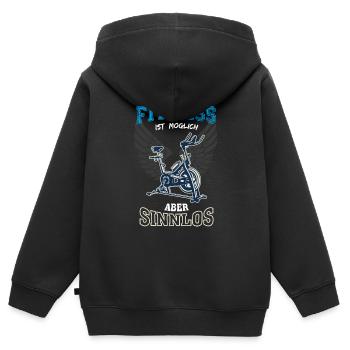 Fitness Studio Leben sinnlos - Geschenk - Kinder Premium Organic Zip Hoodie - Schwarz - Hinten - AI Model Kid Male (0cm)