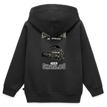 Eisenbahn Leben sinnlos - Geschenk - Kinder Premium Organic Zip Hoodie - Schwarz - Hinten - AI Model Kid Male (0cm)