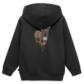 esel - Kinder Premium Organic Zip Hoodie - Schwarz - Hinten - AI Model Kid Male (0cm)