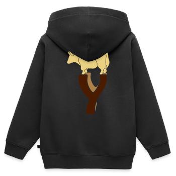 tierisches Alphabet: das Yak - Sweat Premium à capuche zippé enfant bio - noir - Dos - AI Model Kid Male (0cm)