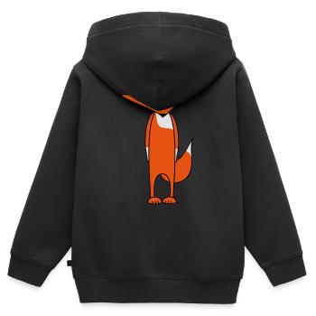 kluger Fuchs - Kinder Premium Organic Zip Hoodie - Schwarz - Hinten - AI Model Kid Male (0cm)