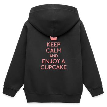 Keep Calm Cupcake - Sweat Premium à capuche zippé enfant bio - noir - Dos - AI Model Kid Male (0cm)