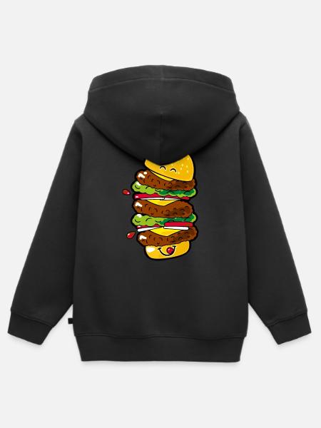 Smiley Big Burger - Kinder Premium Organic Zip Hoodie - Schwarz
