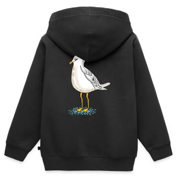Mouette sur la côte - Sweat Premium à capuche zippé enfant bio - noir - Dos - AI Model Kid Male (0cm)