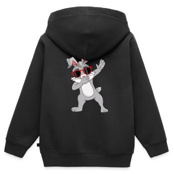 Lapin dabbing avec des lunettes de soleil cool Dab - Sweat Premium à capuche zippé enfant bio - noir - Dos - AI Model Kid Male (0cm)