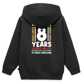 8. Geburtstag Kinder 8 Jahre Jungen Mädchen - Kinder Premium Organic Zip Hoodie - Schwarz - Hinten - AI Model Kid Male (0cm)