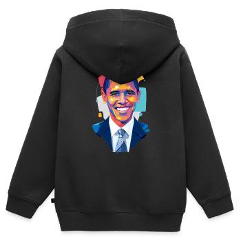 Barack Obama Digital Art - Kids Premium Organic Zip-up Hoodie - black - Back - AI Model Kid Male (0cm)